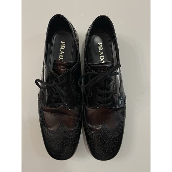 PRADA SPAZZOLATO FUME NERO BRUCIATO Black & Brown LEATHER Size 11 - Picture 8 of 8